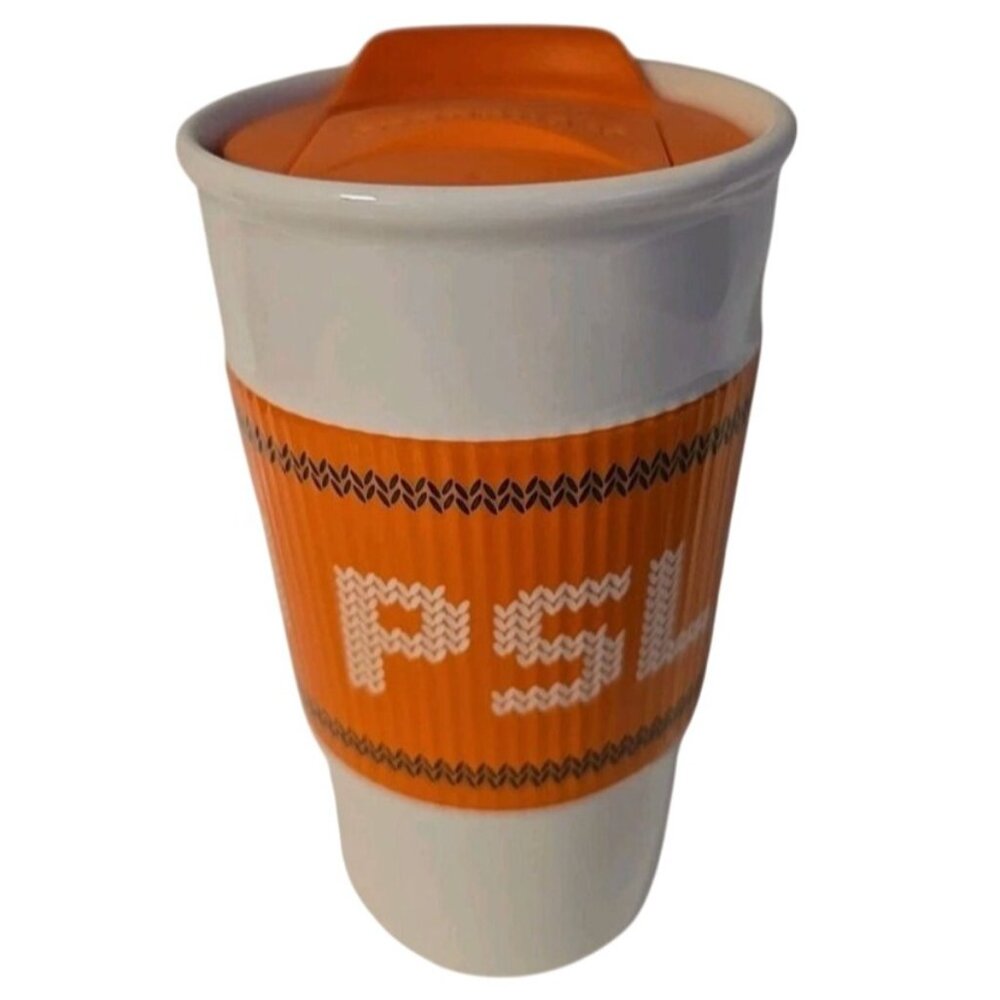 Starbucks Team PSL Pumpkin Spice Latte Mug Ceramic Travel Tumbler Cup 10 oz